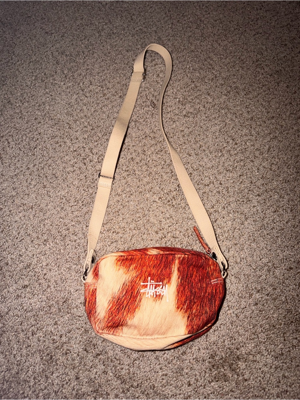 Stussy Red and Cream/Orange Crossbody Bag
